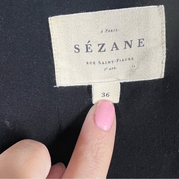 Sezane Black Cream Titiane Floral Paisley Ruffle Tiered Maxi Dress - Picture 4 of 8